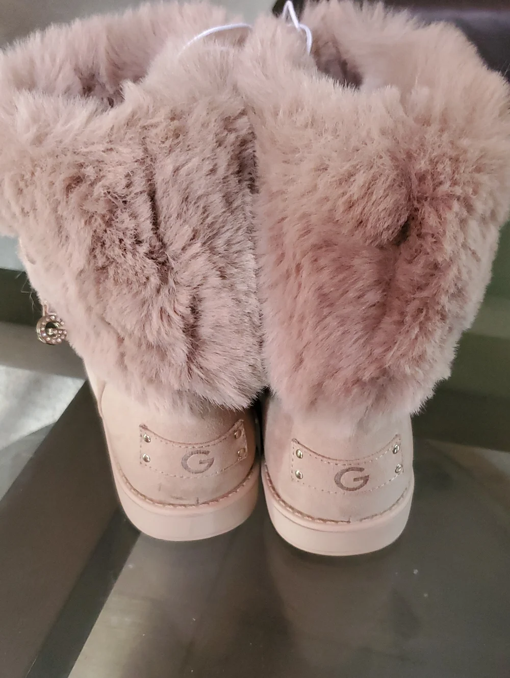 Plush Faux-Fur Fold-Over Winter Boots - Blush